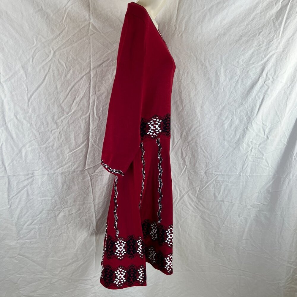 NWT Taylor Red A-Line Midi Sweater Dress $250 - Picture 9 of 15